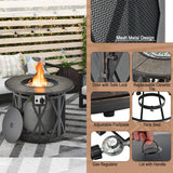 30K BTU Premium Outdoor Patio Gas Fire Pit Table With Fire Glass And Cover, 32" (96517432)