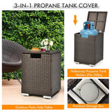 32" Propane Rattan Fire Pit Table Set W/ Side Table Tank & Cover (90165397)