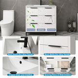 36'' Bathroom Vanity Set With Ceramic Sinks And MDF Drawer Cabinets (94283517)