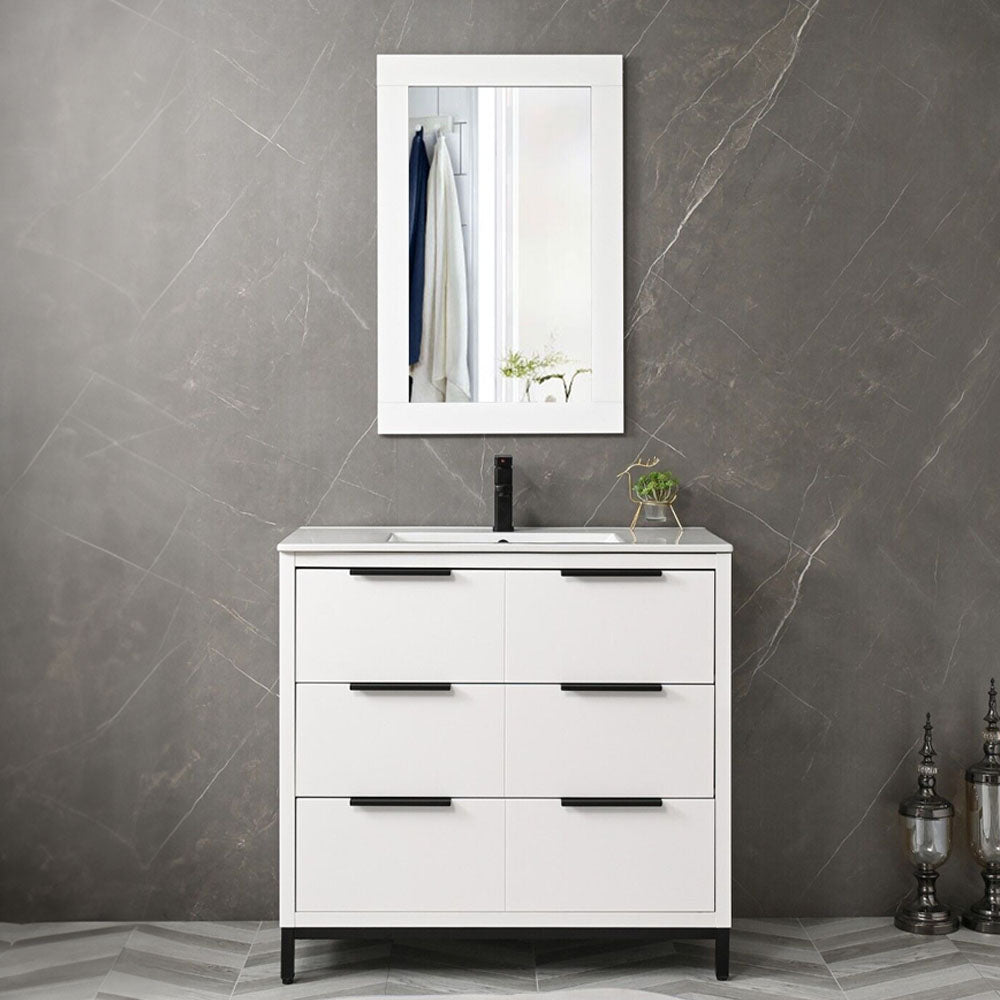 36'' Bathroom Vanity Set With Ceramic Sinks And MDF Drawer Cabinets (94283517)