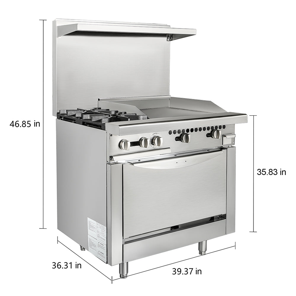 36 Inch Commercial Liquid Gas Restaurant 2 Burner Range With Standard Oven (91035746)