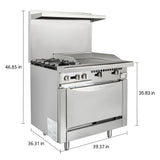 36 Inch Commercial Liquid Gas Restaurant 2 Burner Range With Standard Oven (91035746)