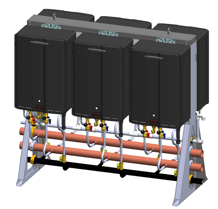 Rinnai 6-Unit Free Standing Propane Rack – High-Efficiency Commercial DHW