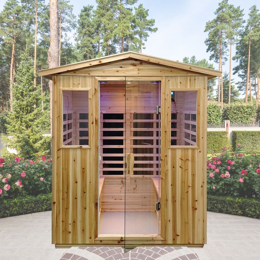 4-Person Outdoor Infrared Hemlock Sauna With Bluetooth Speakers & LED Lighting (96371524)