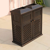 40" Outdoor Double Bucket Cast Aluminum Commercial Trash Can With Ashtray