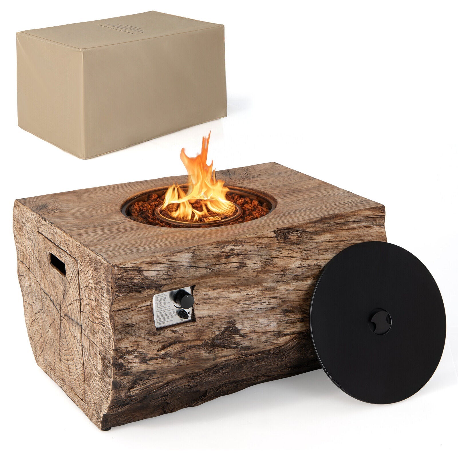 40" Rectangular Propane Fire Pit Table W/ Rocks & Gas Kit, 50K BTU (95421411)