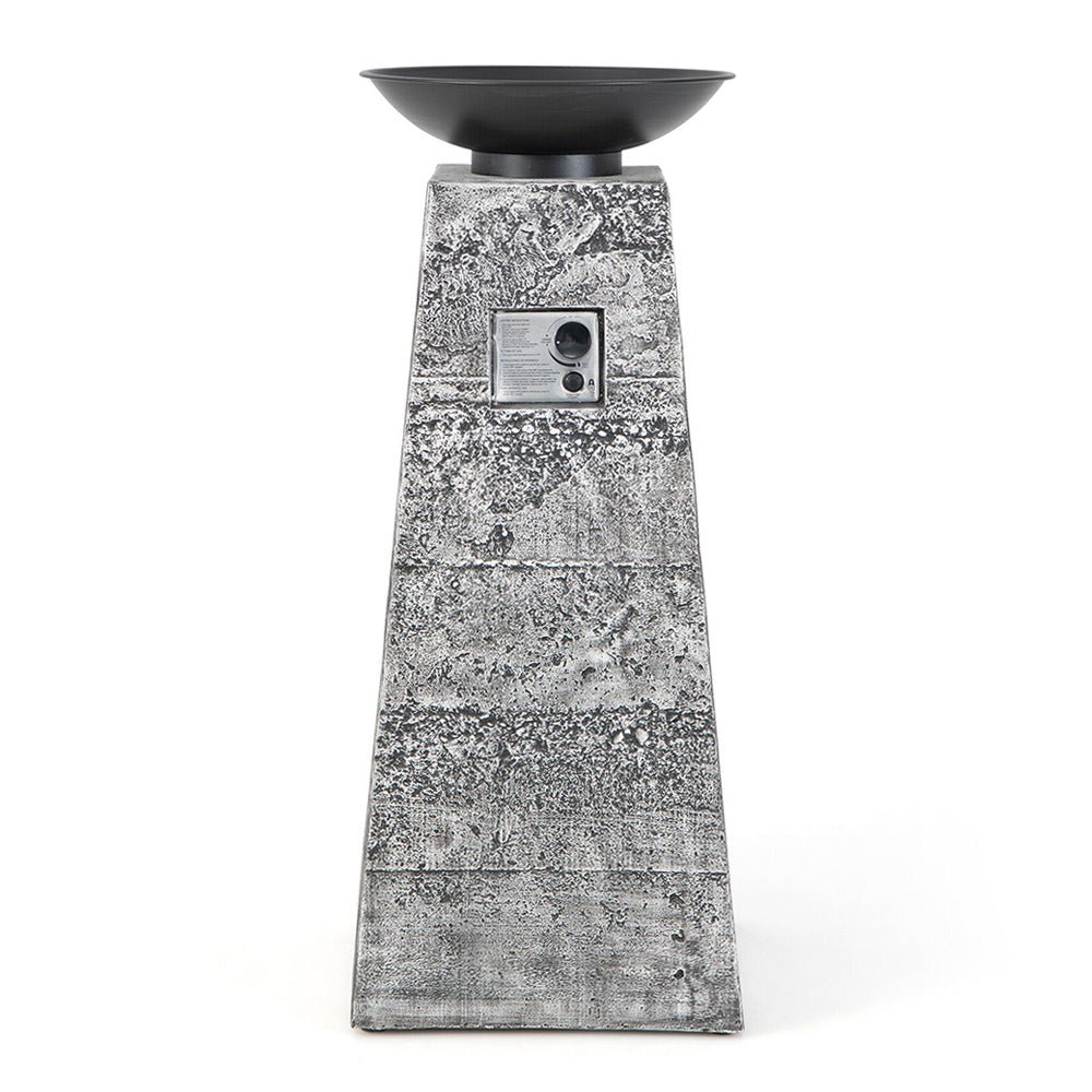 48" Large Outdoor Propane Fire Bowl Column With Cover & Lava Rocks (96173485)