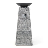 48" Large Outdoor Propane Fire Bowl Column With Cover & Lava Rocks (96173485)