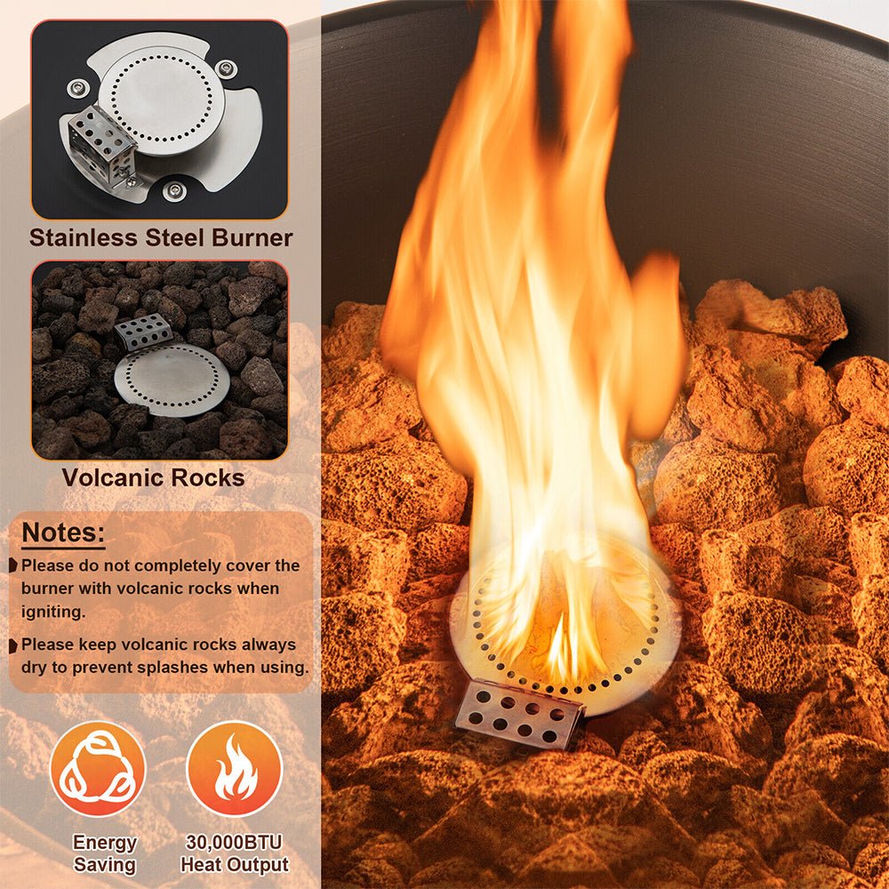 48" Large Outdoor Propane Fire Bowl Column With Cover & Lava Rocks (96173485)