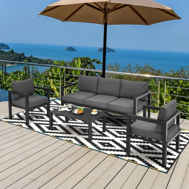 Premium Outdoor Aluminum Furniture Set For Backyard & Poolside, 4PCS