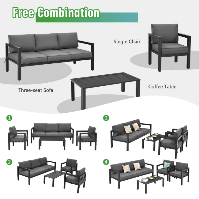 Premium Outdoor Aluminum Furniture Set For Backyard & Poolside, 4PCS