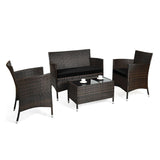 4PCS Outdoor Rattan Patio Furniture Set With Cushions & Coffee Table (92175463)