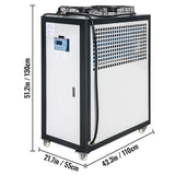 5 Ton Smart Air-Cooled SS Industrial Water Chiller With LCD Display & 53L Water Tank, 5HP