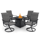 50K BTU Propane Gas Fire Pit Table Set W/ Swivel Chairs, 5PCS