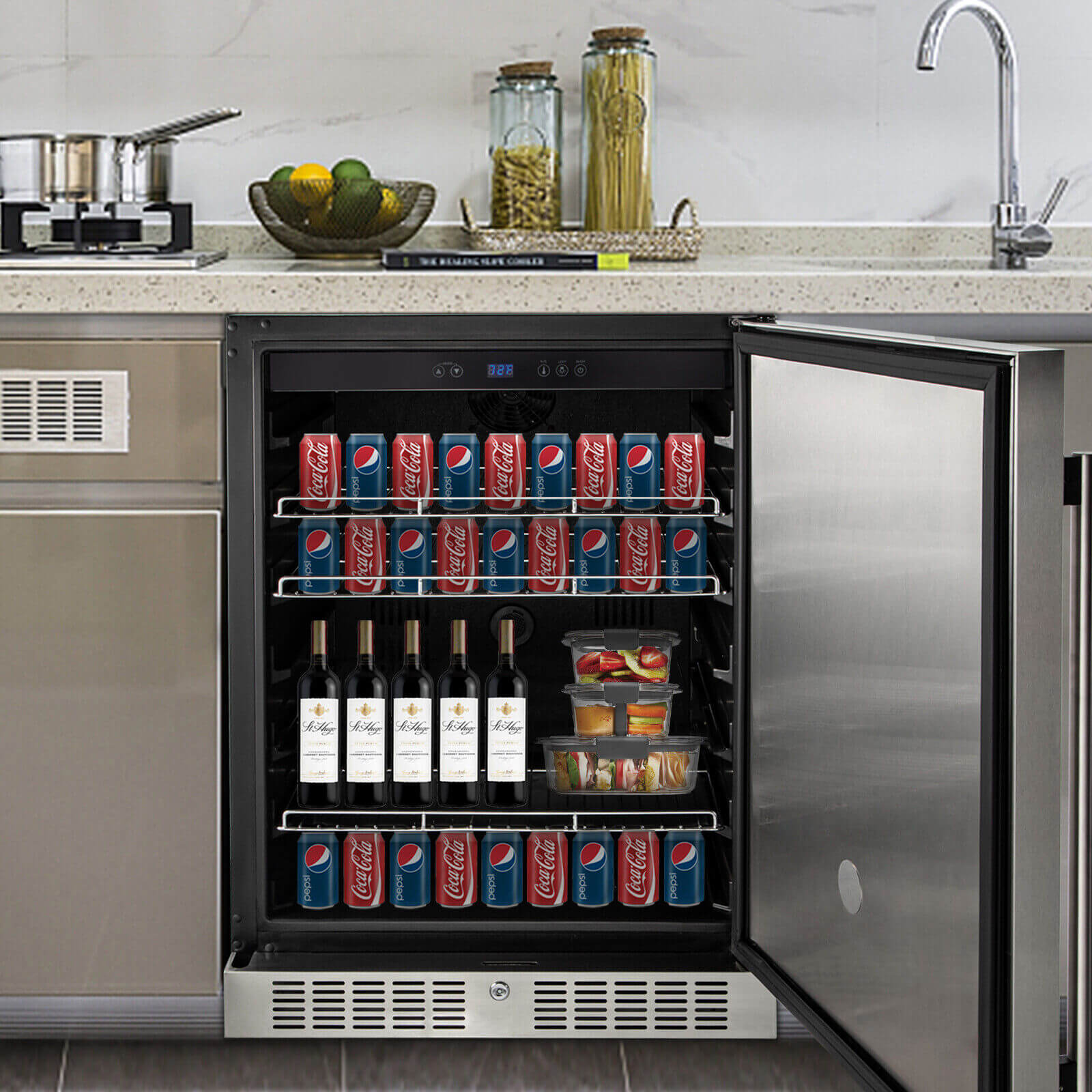 5.3 Cu. Ft. Outdoor Built-In Undercounter Beverage Cooler Refrigerator, 150L (92785107)