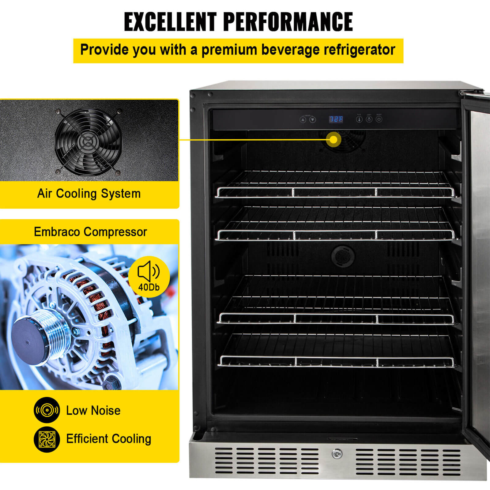 5.3 Cu. Ft. Outdoor Built-In Undercounter Beverage Cooler Refrigerator, 150L (92785107)