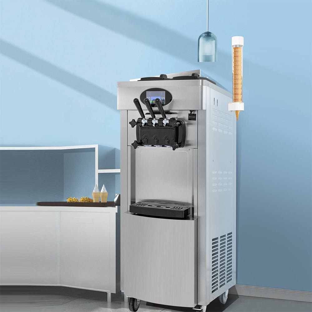 53" Freestanding 3 Flavors Commercial Soft Serve Yogurt Ice Cream Machine Maker With Auto Clean (92574031)