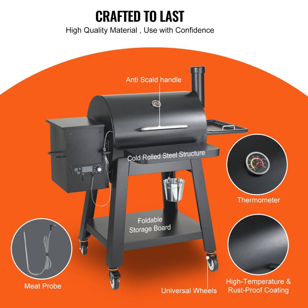 53" Heavy Duty Portable Wood Pellet BBQ Grill With Cart (93641572)