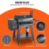 53" Heavy Duty Portable Wood Pellet BBQ Grill With Cart (93641572)