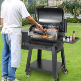 53" Heavy Duty Portable Wood Pellet BBQ Grill With Cart (93641572)