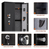 54 Inch Heavy Duty Biometric 5 Gun, Pistol & Long Rifle Security Safe W/ Removeable Shelf For Home & Office (93157284)