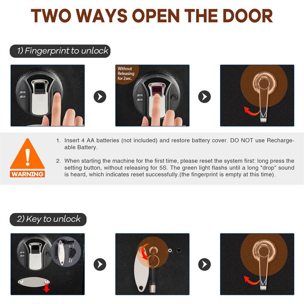 54 Inch Heavy Duty Biometric 5 Gun, Pistol & Long Rifle Security Safe W/ Removeable Shelf For Home & Office (93157284)