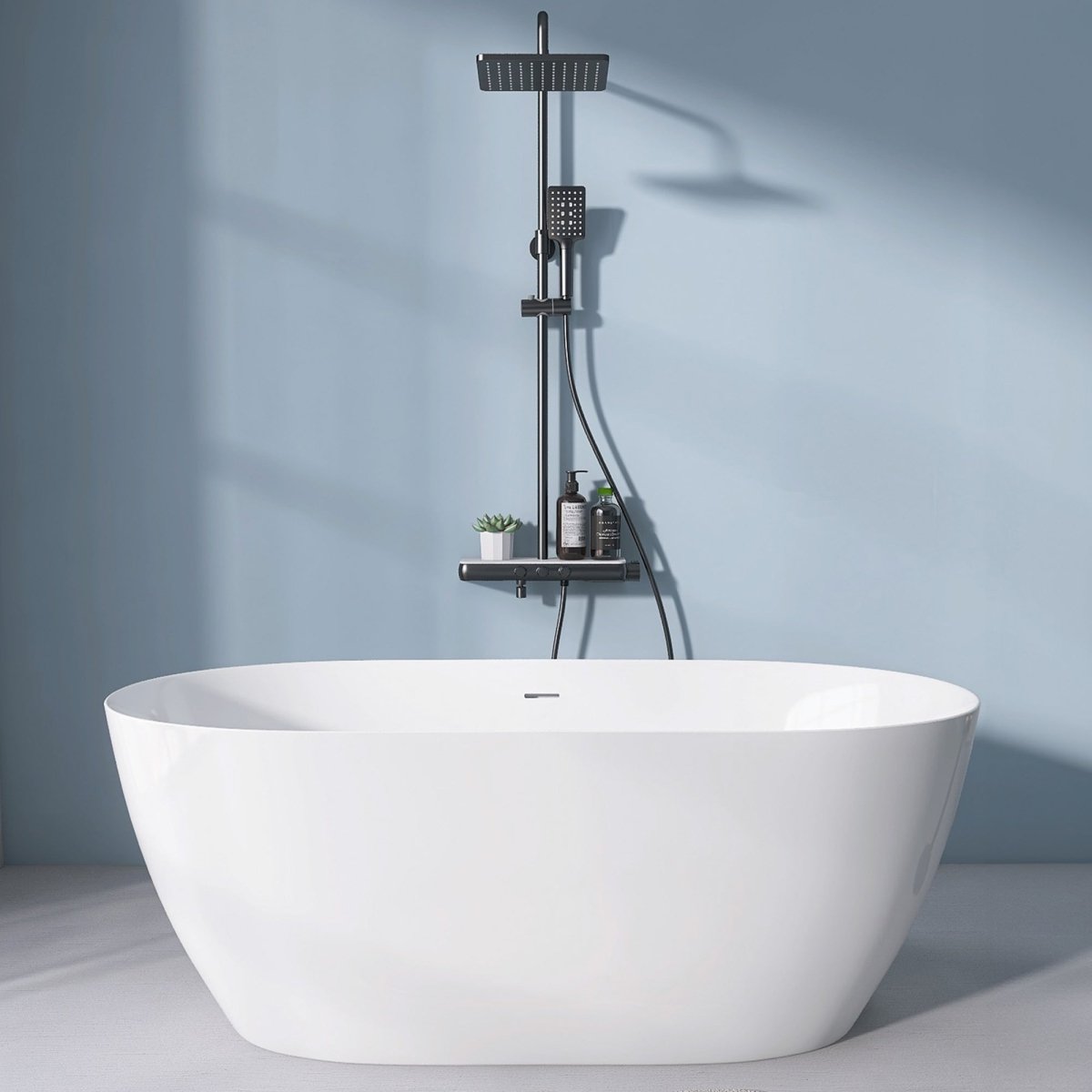 59" Freestanding Acrylic Oval Shape Soaking Tub With Integrated Slotted Overflow (95173864)