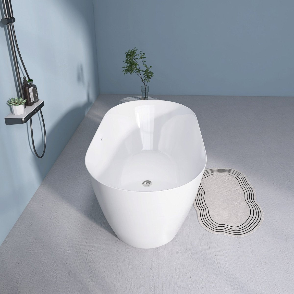 59" Freestanding Acrylic Oval Shape Soaking Tub With Integrated Slotted Overflow (95173864)