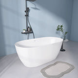 59" Freestanding Acrylic Oval Shape Soaking Tub With Integrated Slotted Overflow (95173864)