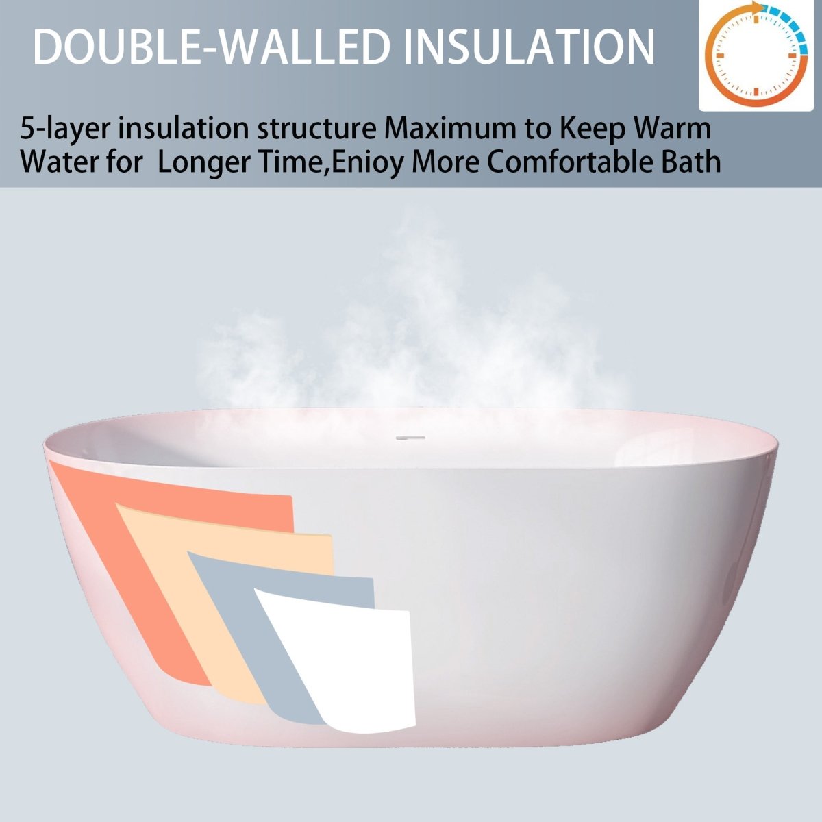 59" Freestanding Acrylic Oval Shape Soaking Tub With Integrated Slotted Overflow (95173864)