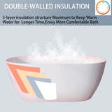 59" Freestanding Acrylic Oval Shape Soaking Tub With Integrated Slotted Overflow (95173864)