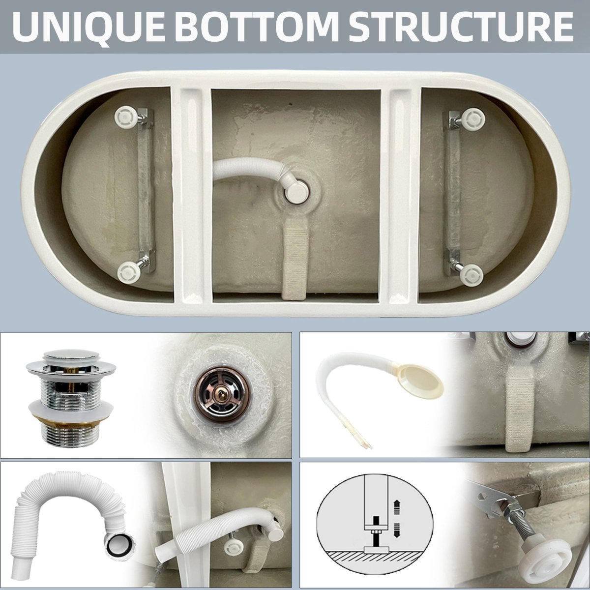 59" Freestanding Acrylic Oval Shape Soaking Tub With Integrated Slotted Overflow (95173864)
