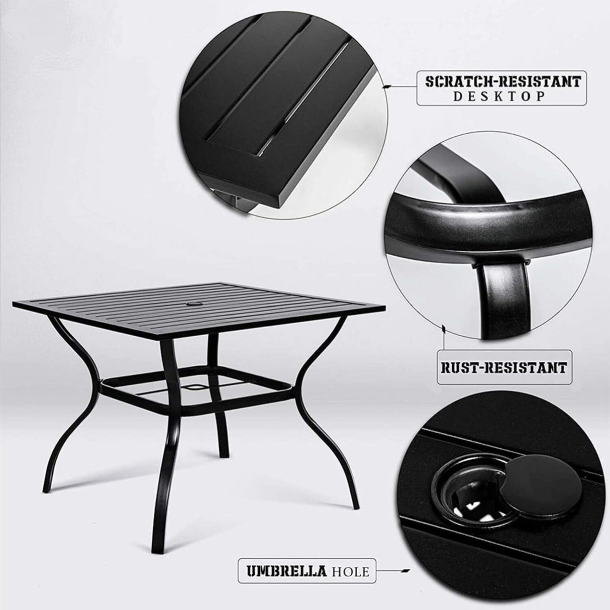 5PCS Outdoor Patio Rattan Dining Furniture Set With Swivel Armchairs (91823705)