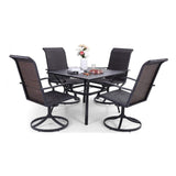 5PCS Outdoor Patio Rattan Dining Furniture Set With Swivel Armchairs (91823705)