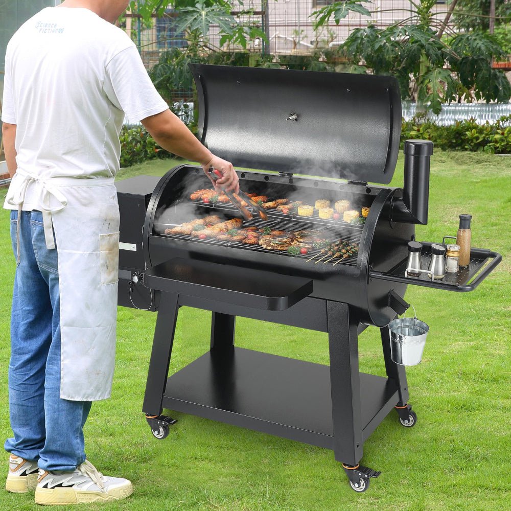 62" Heavy Duty Portable Wood Pellet BBQ Grill With Cart
