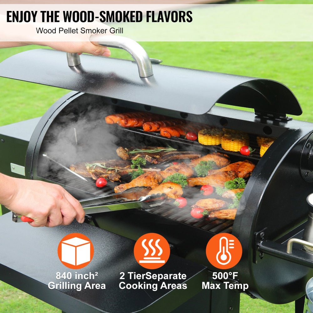 62" Heavy Duty Portable Wood Pellet BBQ Grill With Cart