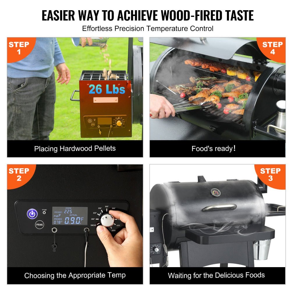 62" Heavy Duty Portable Wood Pellet BBQ Grill With Cart
