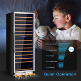 67" Large Freestanding Dual Zone Wine Bottle Cooler Refrigerator Chiller, 154 Bottles (96410372)