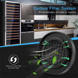 67" Large Freestanding Dual Zone Wine Bottle Cooler Refrigerator Chiller, 154 Bottles (96410372)