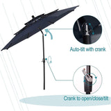 6PCS Outdoor Patio Bar Set Dining Table With Umbrella & Swivel Bar Stools - Umbrella Base NOT included (97053218)