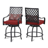 6PCS Outdoor Patio Bar Set Dining Table With Umbrella & Swivel Bar Stools - Umbrella Base NOT included (97053218)