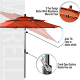 6PCS Outdoor Patio Bar Set Dining Table With Umbrella & Swivel Bar Stools - Umbrella Base NOT included (97053218)