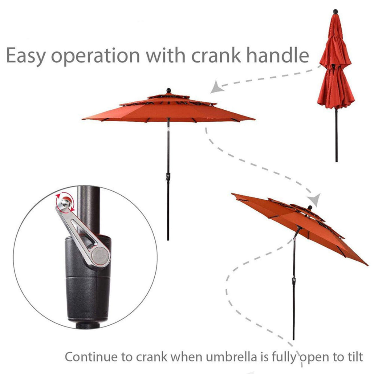 6PCS Outdoor Patio Bar Set Dining Table With Umbrella & Swivel Bar Stools - Umbrella Base NOT included (97053218)