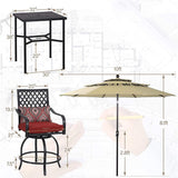 6PCS Outdoor Patio Bar Set Dining Table With Umbrella & Swivel Bar Stools - Umbrella Base NOT included (97053218)
