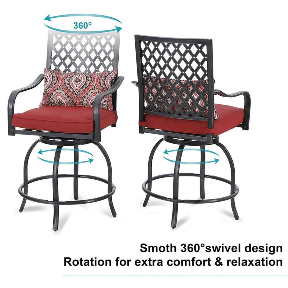 6PCS Outdoor Patio Bar Set Dining Table With Umbrella & Swivel Bar Stools - Umbrella Base NOT included (97053218)