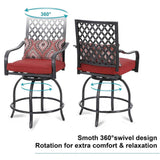 6PCS Outdoor Patio Bar Set Dining Table With Umbrella & Swivel Bar Stools - Umbrella Base NOT included (97053218)