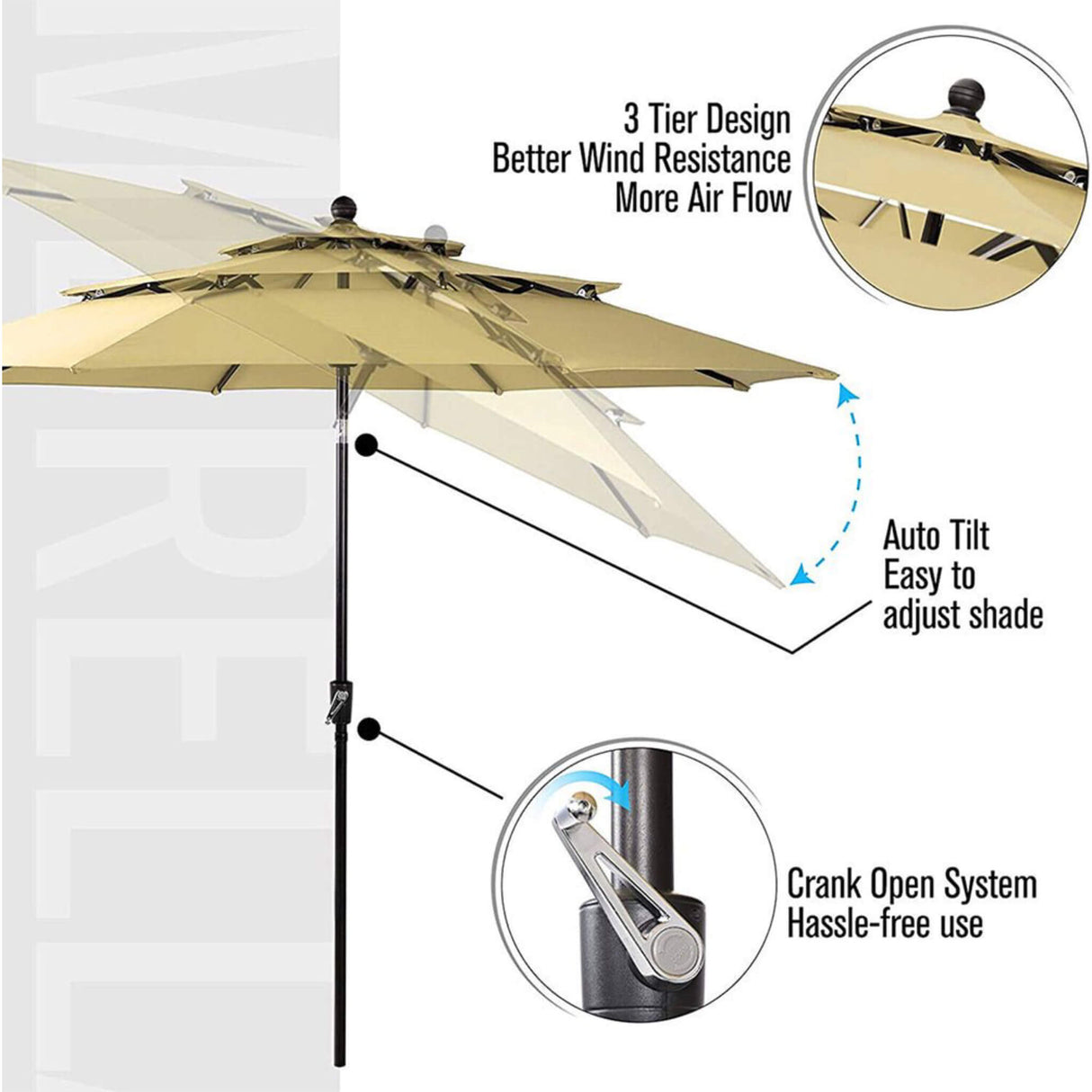 6PCS Outdoor Patio Bar Set Dining Table With Umbrella & Swivel Bar Stools - Umbrella Base NOT included (97053218)