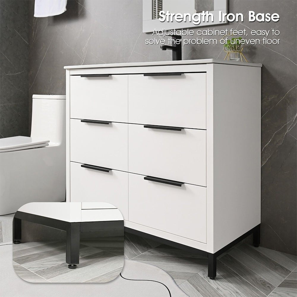 72'' Bathroom Vanity Set With Ceramic Sinks And MDF Drawer Cabinets (96471852)
