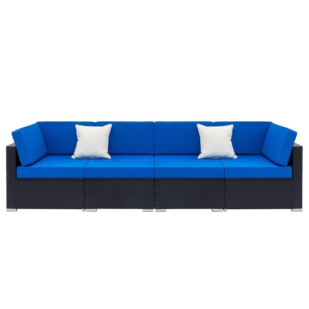 7PCS Outdoor Cushioned Patio Rattan Wicker Sofa Sectional Furniture Set (93875941)