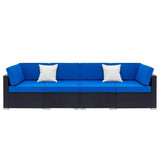 7PCS Outdoor Cushioned Patio Rattan Wicker Sofa Sectional Furniture Set (93875941)